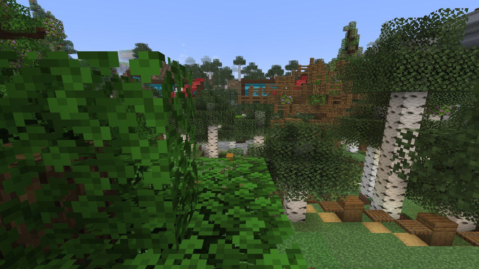 Garden path winding up through the village