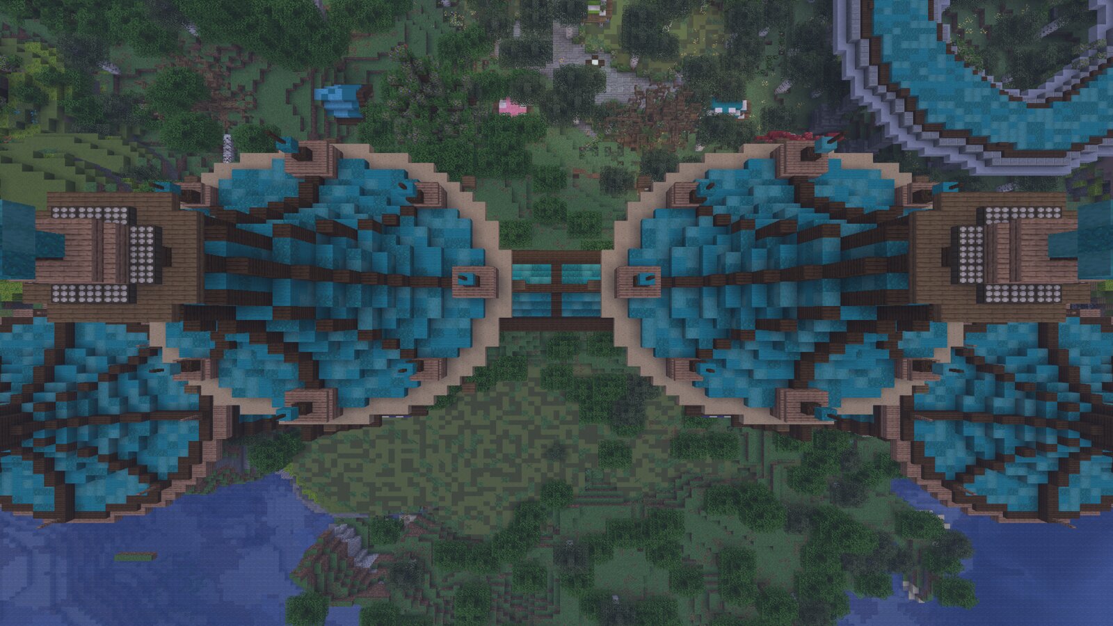 Top-down view of the village gatefront